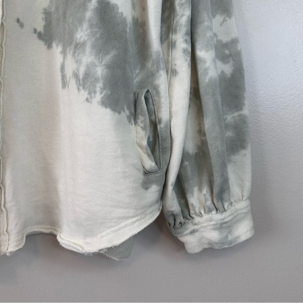 POL Cotton Tie-Dye Shacket Jacket Balloon Sleeves Button Front Pockets Large - Picture 6 of 15